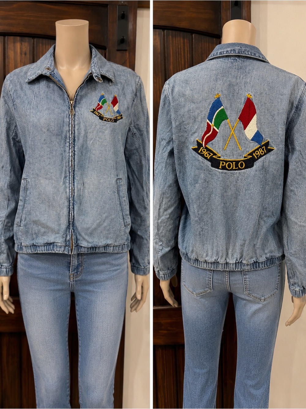 Vintage Polo by Ralph Lauren 1987 20th Anniversary Cross Flags Denim Jacket
